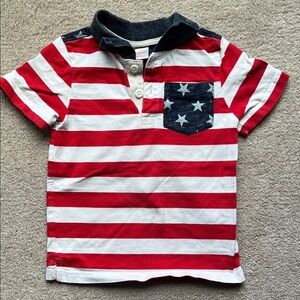 Gymboree Red & White Striped Polo with Navy Star Pocket